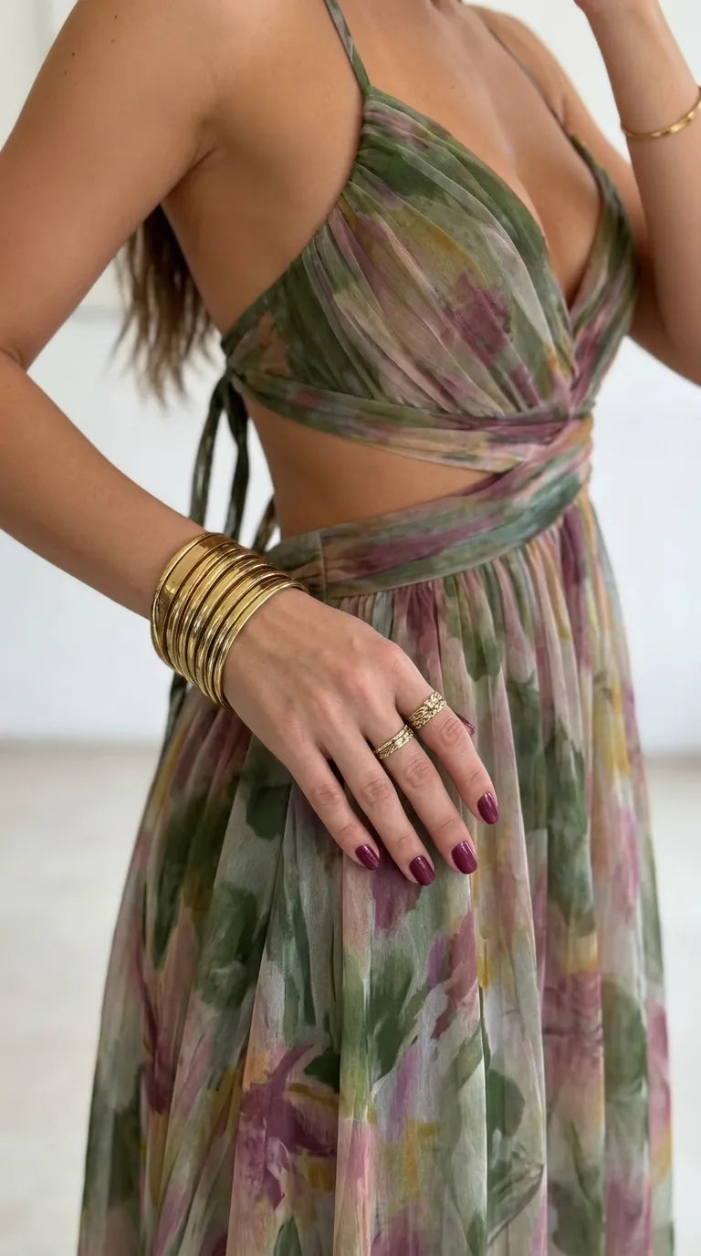 Aurelia Sunset Plissé Maxi
