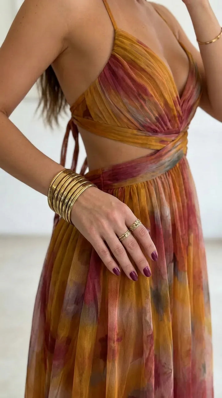 Aurelia Sunset Plissé Maxi
