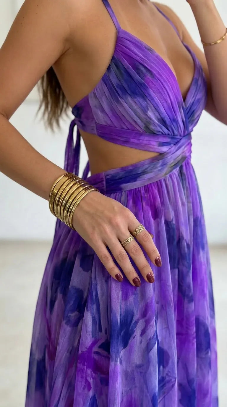 Aurelia Sunset Plissé Maxi