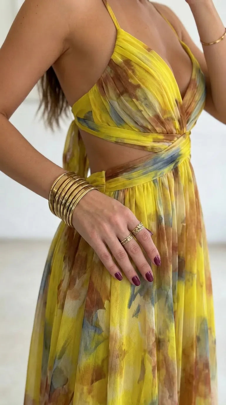 Aurelia Sunset Plissé Maxi
