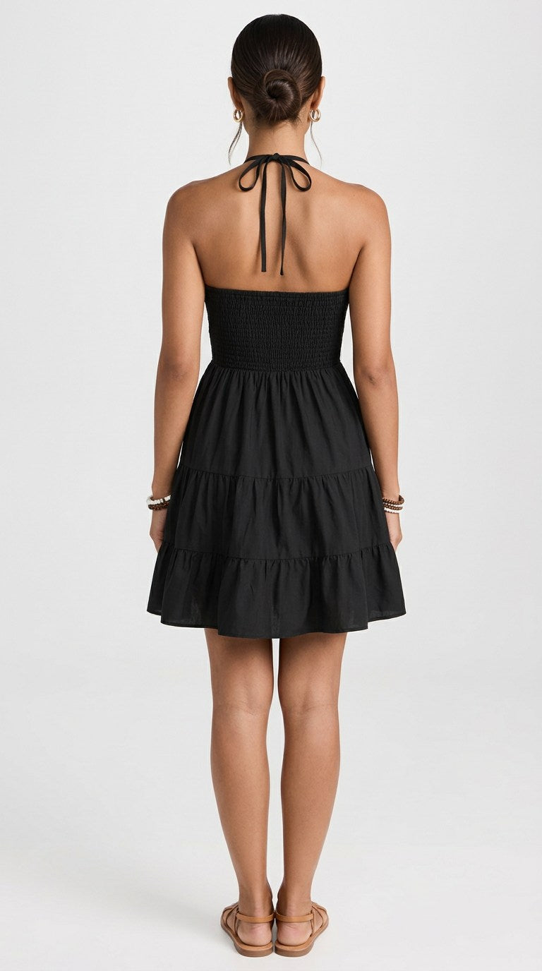 Elara Tiered Halter Mini Dress