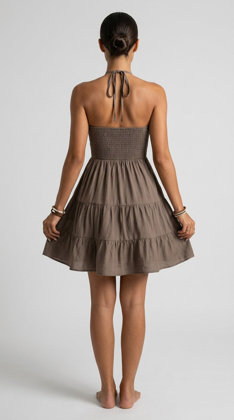 Elara Tiered Halter Mini Dress