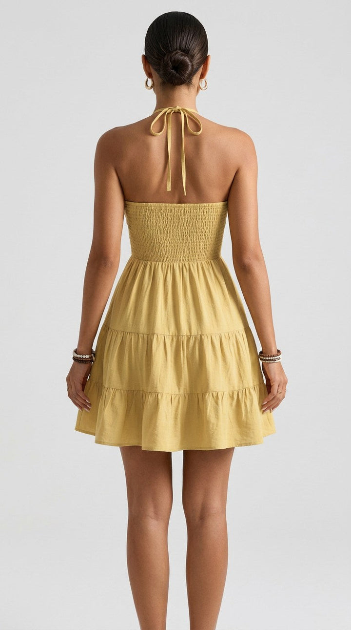 Elara Tiered Halter Mini Dress