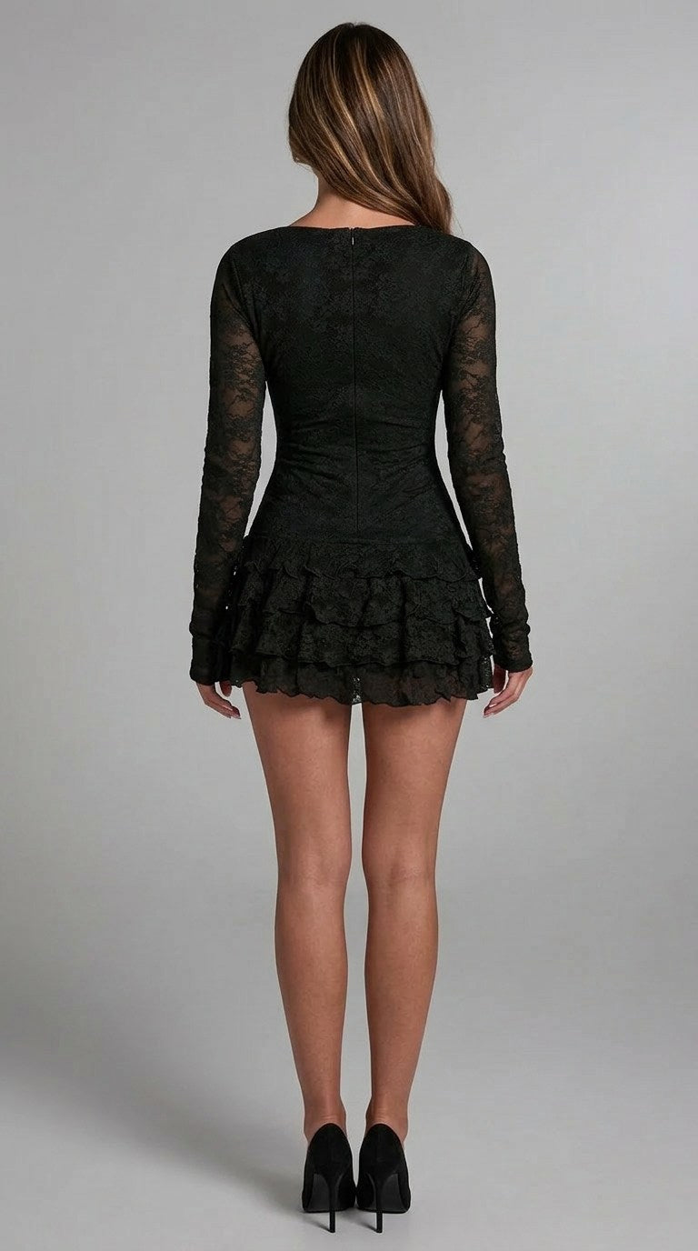 Isabella Lace Ruffle Mini Dress