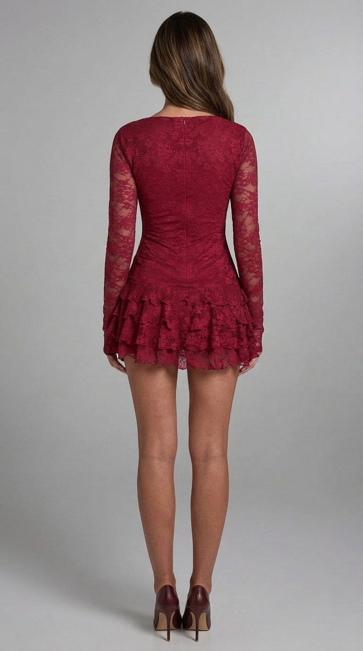 Isabella Lace Ruffle Mini Dress
