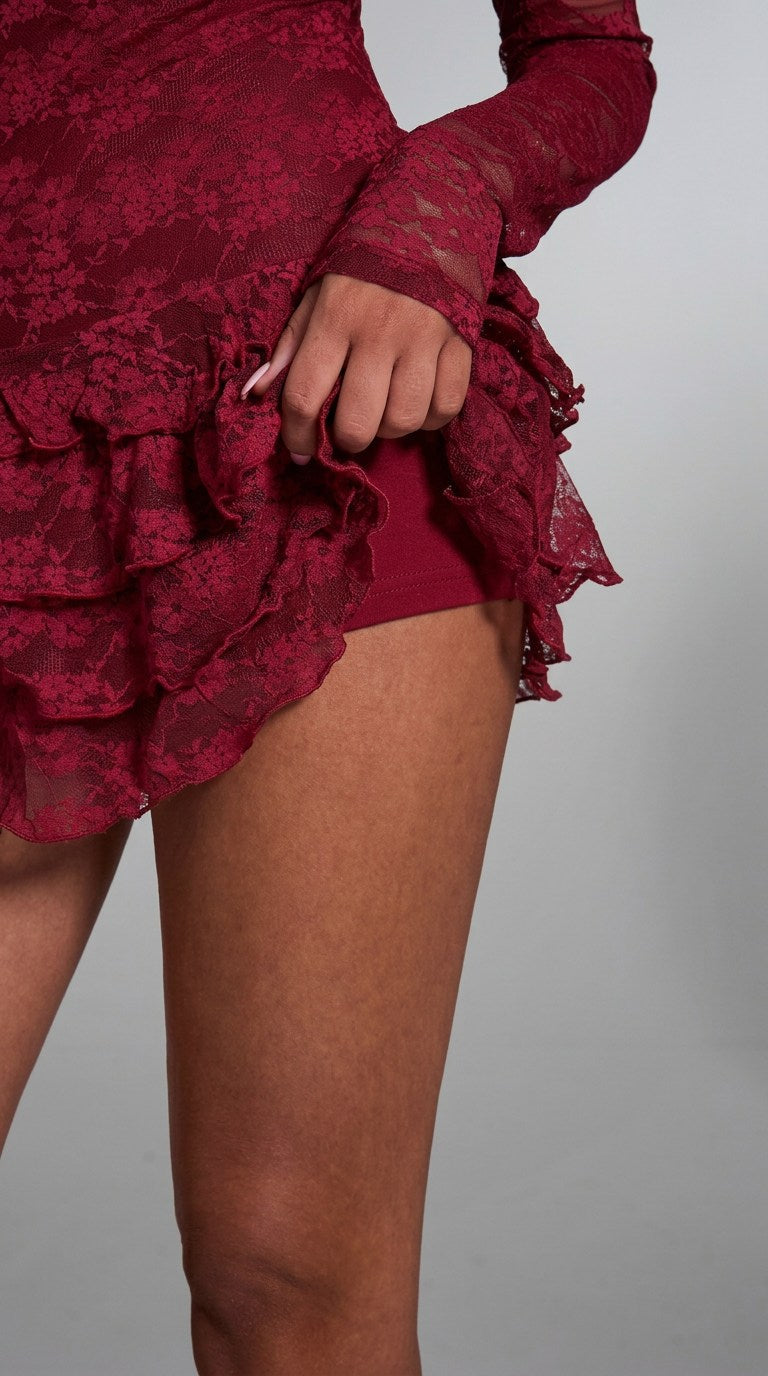 Isabella Lace Ruffle Mini Dress
