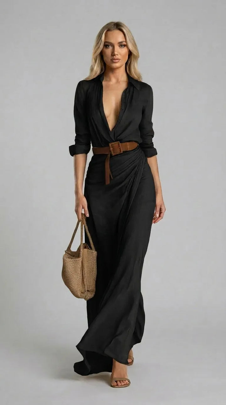 Laurent Gathered Maxi Dress
