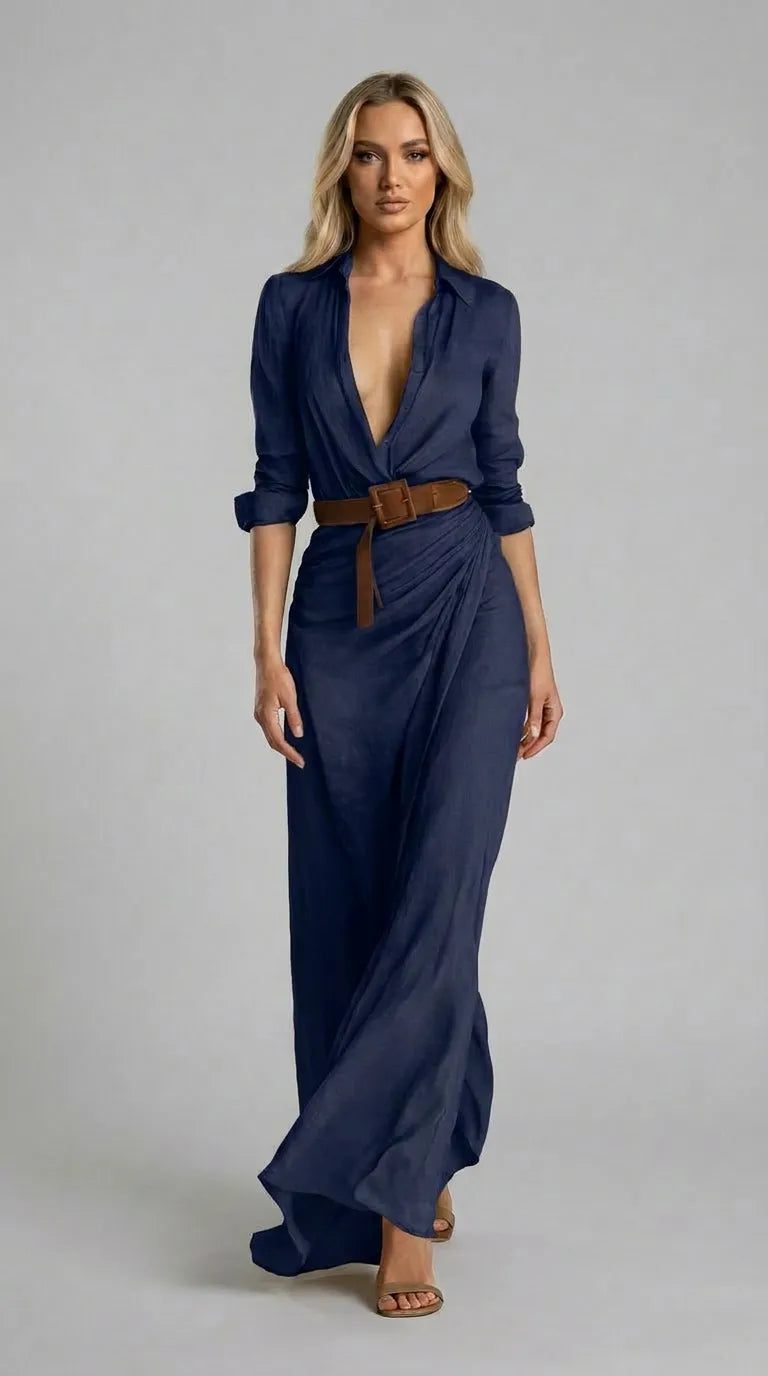 Laurent Gathered Maxi Dress