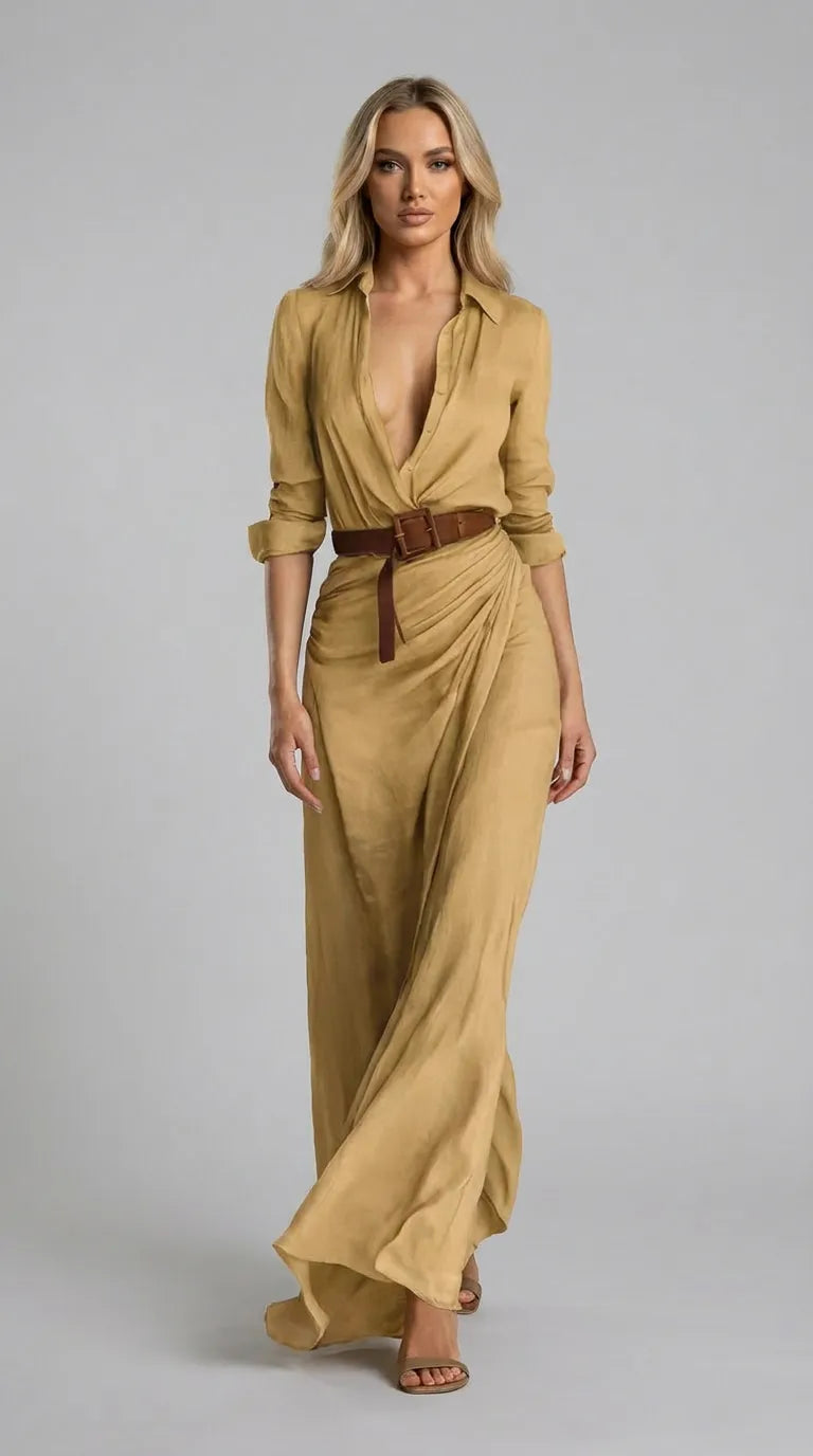 Laurent Gathered Maxi Dress
