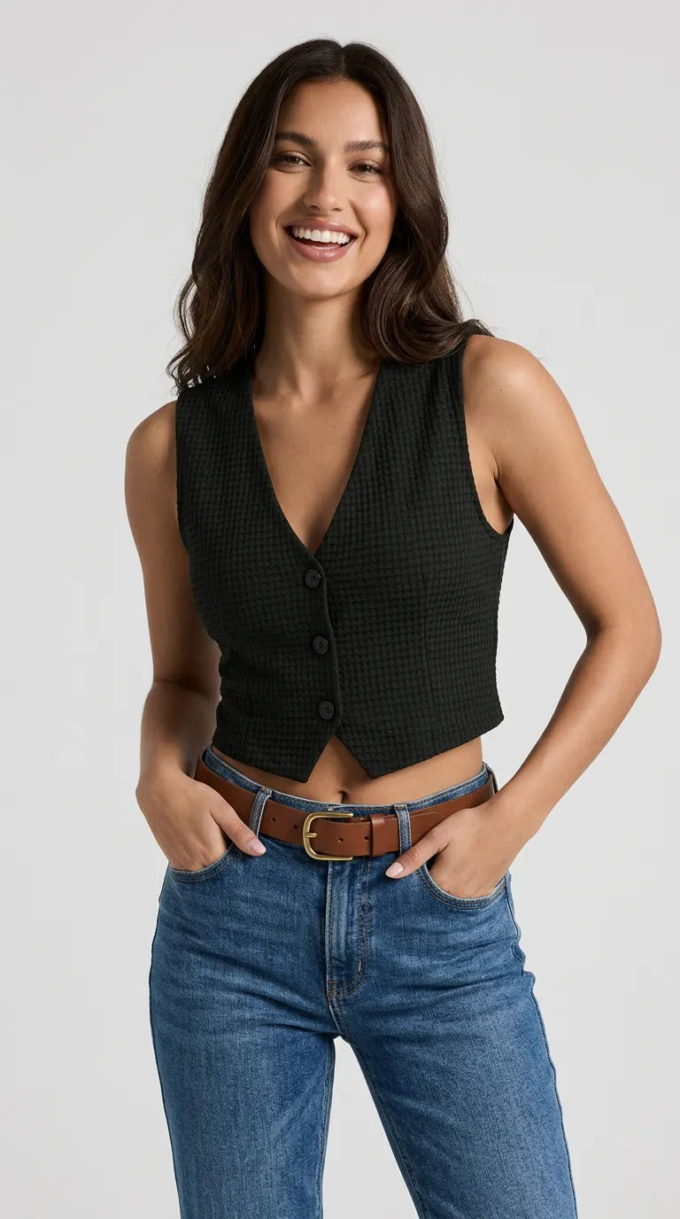 The Anya Waffle Knit Top