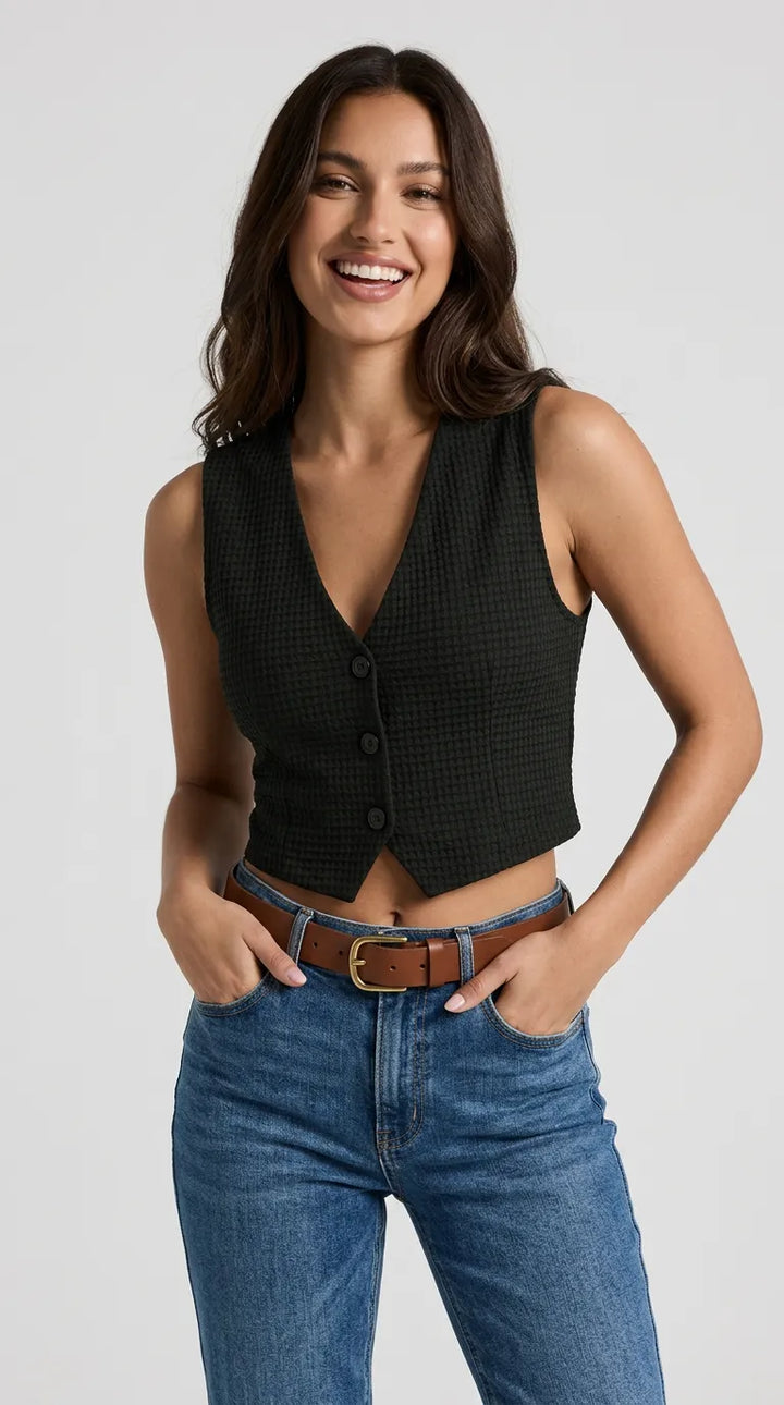 The Anya Waffle Knit Top
