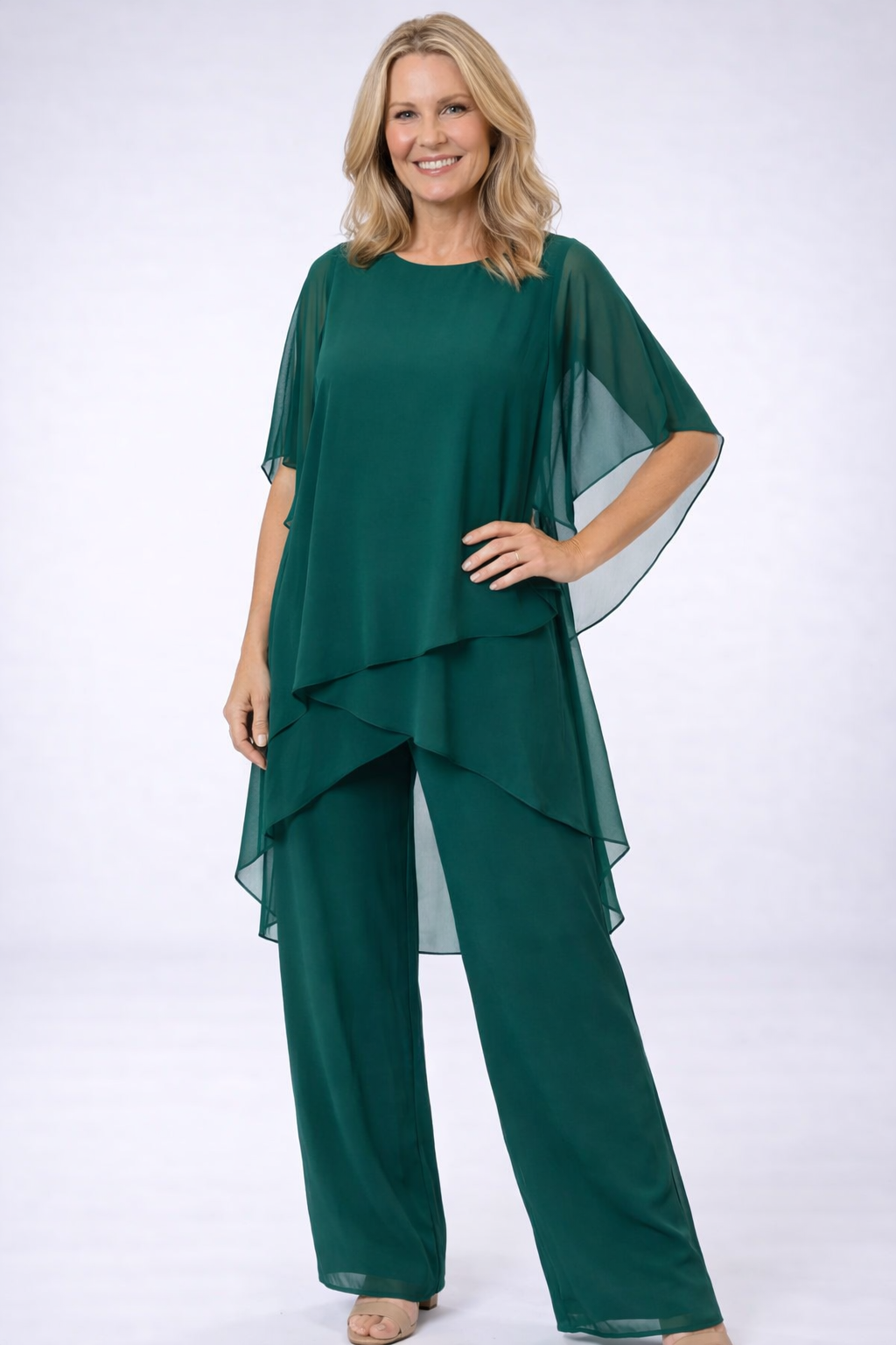 Monica | Elegant Chiffon Two-Piece Set